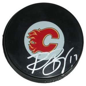  Rene Bourque Signed Calgary Flames Hockey Puck Sports 