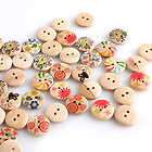 Free Ship 70 Mixed Painting Wood Sewing Buttons 110611