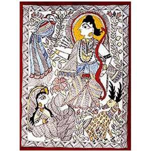 Folk Paintings Madhubani Home Decor Organic Color Paper 11 x 15 inches 