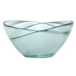 Clear Spanish Recycled Glass Medium Duet Bowl 8 1/2L x 8W x 4 1/4H 