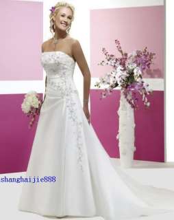 Storage Strapless Court white Wedding Dress Bridal gown embroidery 