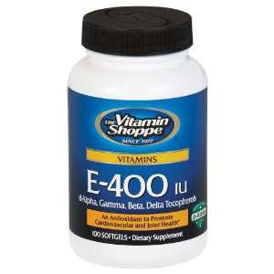  Vitamin Shoppe   E 400 Iu, 400 IU, 100 softgels Health 