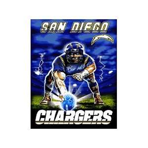   San Diego Chargers 3 Point Stance Afghan Blanket