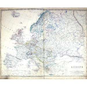  Johnston Antique Map C1860 Europe British Islands France Spain 