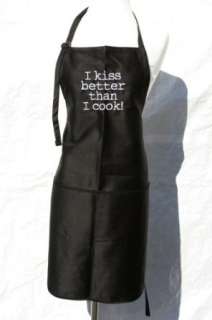    Black I Kiss Better Than I Cook Embroidered Apron: Clothing