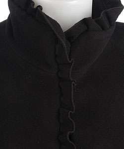 DKNY Ruffle Trim Black Wool Coat  