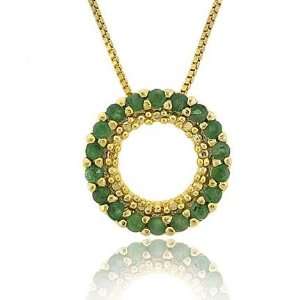  Genuine Emerald Gold Vermeil Eternity Circle Pendant 