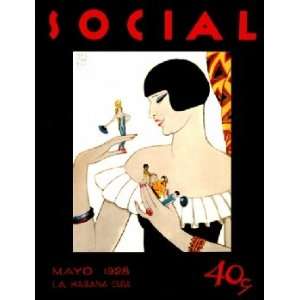 Art Deco Vintage Social 1928 Magazine Cuba.