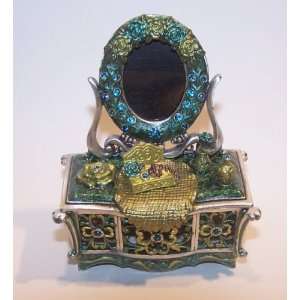  Vanity Dresser Bejeweled Crystal Jeweled Trinket Jewelry 