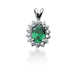  2.35 Ct Diamond Emerald Pendant Oval Cut Prong Fashion 14k 