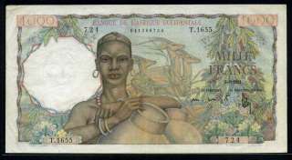 French West Africa 1951, 1000 Francs, P42, XF  