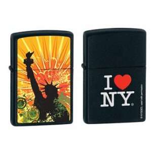 Zippo Lighter Set   I Love NY Black Matte and Statue of Liberty Logo
