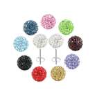   Round Clear Genuine Crystal Pave Disco Ball Earrings Sterling Silver
