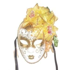  White Gold Volto Fiori Flavia Venetian Masquerade Mask 