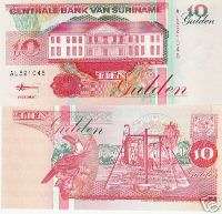Suriname 10 Gulden (1998) P 47 UNC BANK NOTE MONEY  