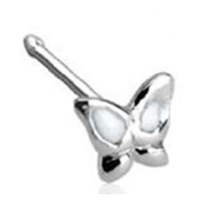 20 Gauge .925 Sterling Silver Nose Ring Stud with 3mm Butterfly with 