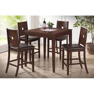 Overstock London Brown Wood Modern Pub Table Set at 
