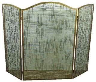 Faux Antique Gold Cross Stitch Pattern Fireplace Screen  