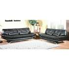   leather sofa and love seat set with modern styling and chrome legs