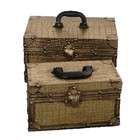 Quickway Imports Small Treasure Chest (Set of 2)   Color Gold Leather