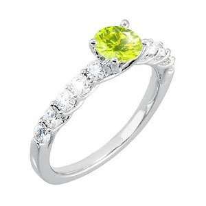   Gold Ring with Fancy Greenish Yellow Diamond 3/4 carat Brilliant cut
