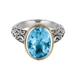   Silver 18k Gold Yellow Blue Topaz Ring   Size 8   JewelryWeb Jewelry