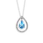 VistaBella 10k White Gold Pear Blue Topaz Diamond Pendant Necklace