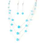 Earrings   Fashion Jewelry Blue Layered Bead Necklace with Matching 