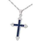 jewelbasket com princess cut blue sapphire and diamond cross pendant