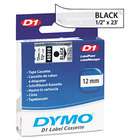 DYMO D1 Standard Tape Cartridge For Label Makers 1/2in X 23ft Black On 