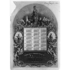  Advertising calendar,printing firm,Union,symbols,1863