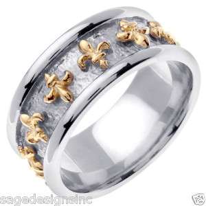 mm 14K Gold Celtic Fleur De Lis Wedding Band Ring  