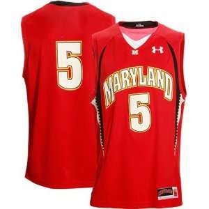 Under Armour Maryland Terrapins #5 Red Replica Basketball Jersey 