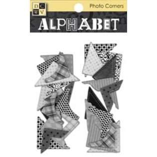 Diecuts With A View Chipboard Photo Corners   Black/White/Silver at 