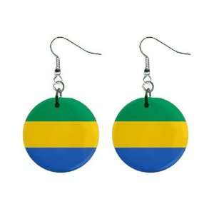 Gabon Flag Button Earrings