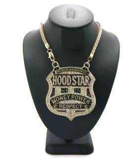 Hot Lil Wayne Hoodstar Pendant w/Franco Chain Gold MP525G  