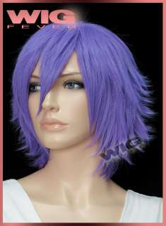 Short 11 in. Purple Long Bangs Cosplay Wig 4109  