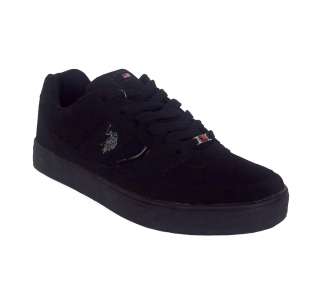   Polo Assn STYLE RH Mens Black Perforated Lowtop Casual Athletic Shoes