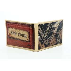  New York Signs Combo Bi Fold 100% Leather Wallet 