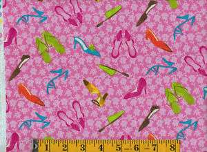 GIRL STUFF, SHOES, Cotton Fabric, BTY, #291  