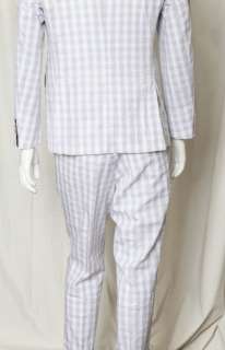  BROWNE Mens Cotton Seersucker Check Gingham Blazer Jacket +Pant Suit 
