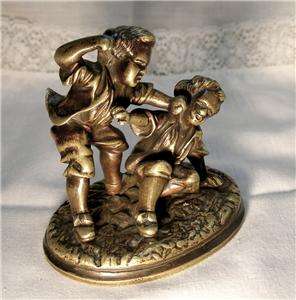AUTHENTIC BRONZE FIGURINE OF CHILDREN PLAYING. NR  