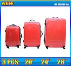 SWISS CASE 4 WHEEL ABS 3 PIECE LUGGAGE SET RED HARD SUITCASE BRAND NEW 