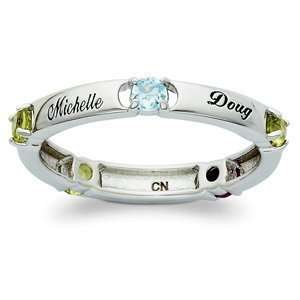    Sterling Silver Genuine Birthstone Family Name Ring Jewelry