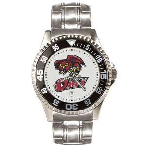  Temple Owls Mens Competitor Watch w/Stainless Steel Band 