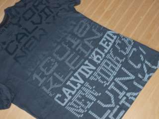 CALVIN KLEIN Digital Ombre Logo V neck T Shirt Gray NWOT  