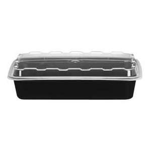  CuBE 28 Oz Black Bottom Rectangle Container W/Lid 150/Case 