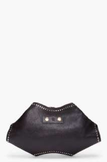 Alexander McQueen black studded manta clutch for women  