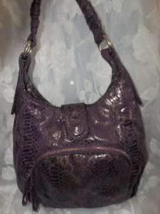 Gorgeous Mark Purple Faux Snake Skin Hobo Handbag  