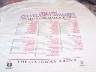 Cleveland CAVS Cavaliers 1994 Season Schedule T Shirt L  